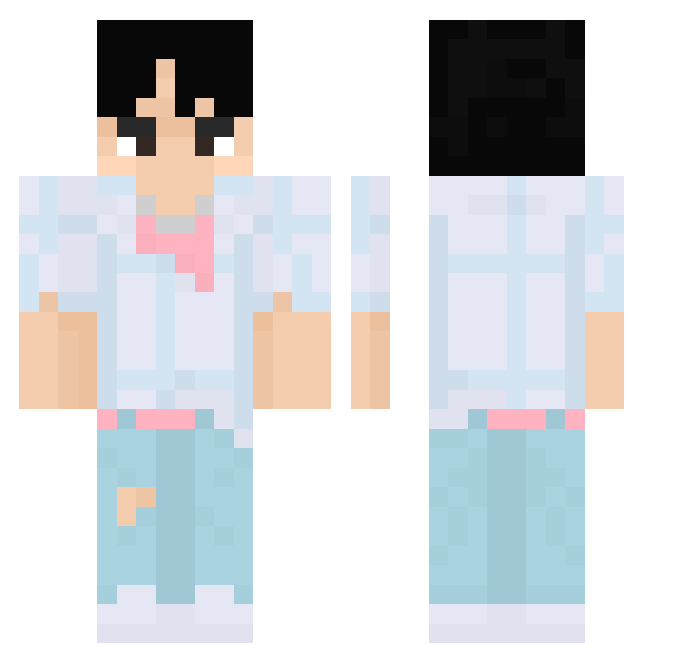 YasiColada Minecraft skin, front and back view