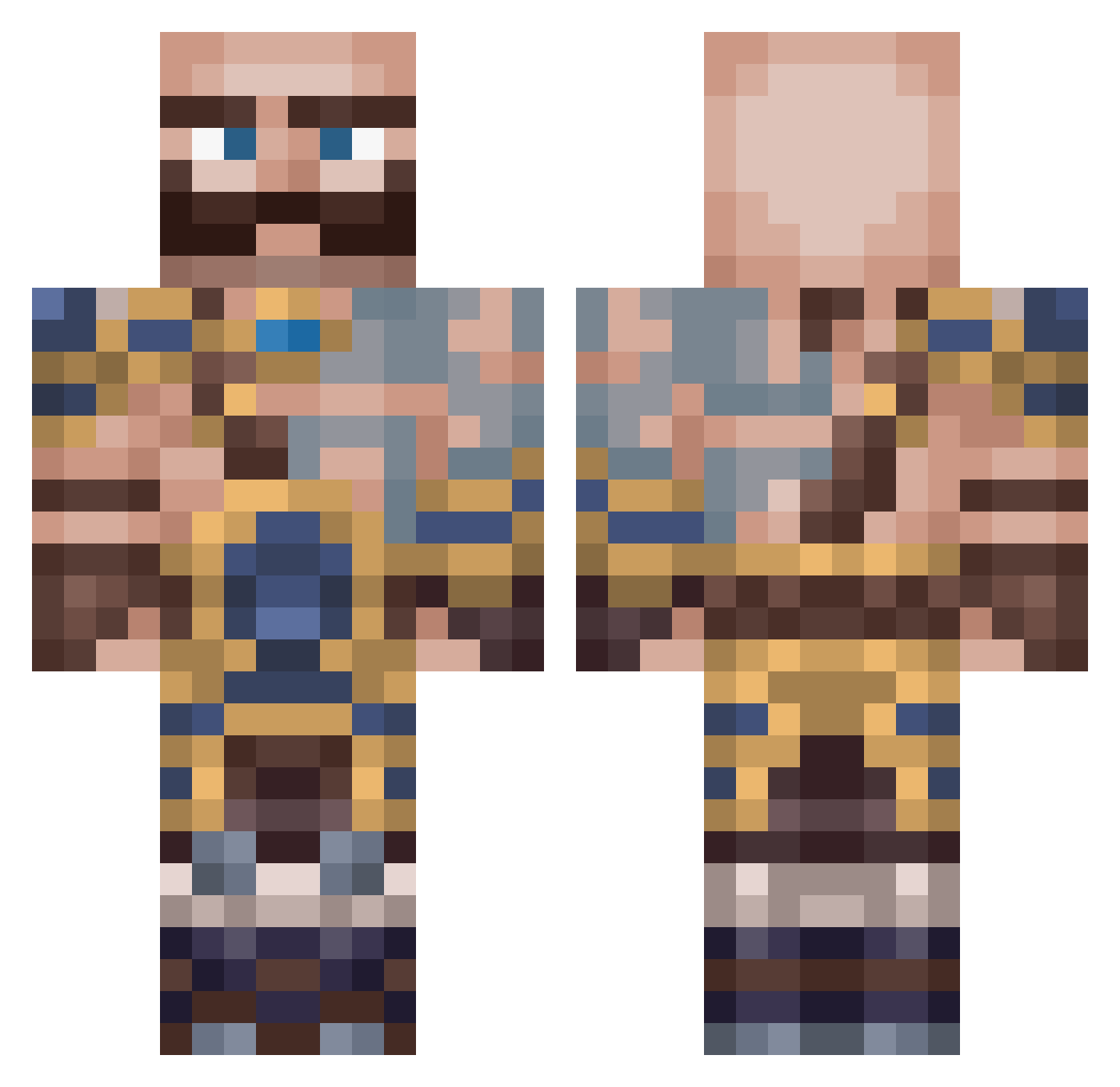 GaiminBruh Minecraft skin, front and back view