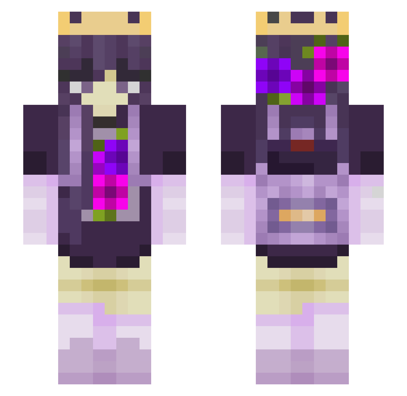 LucineXO Minecraft skin, front and back view