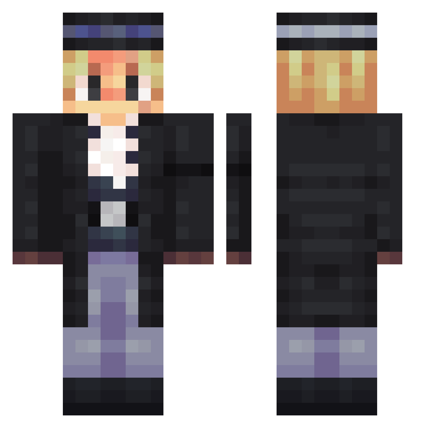 MathaDors Minecraft skin, front and back view