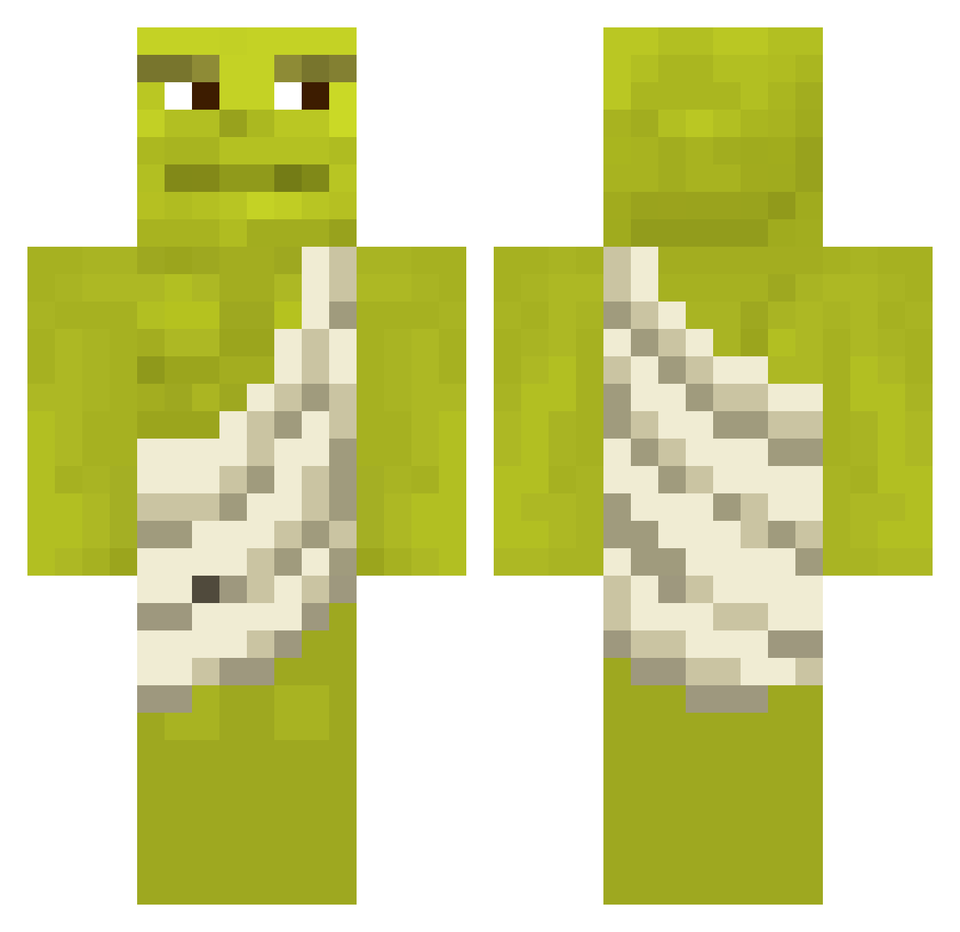 shrekwladcamleka Minecraft skin, front and back view