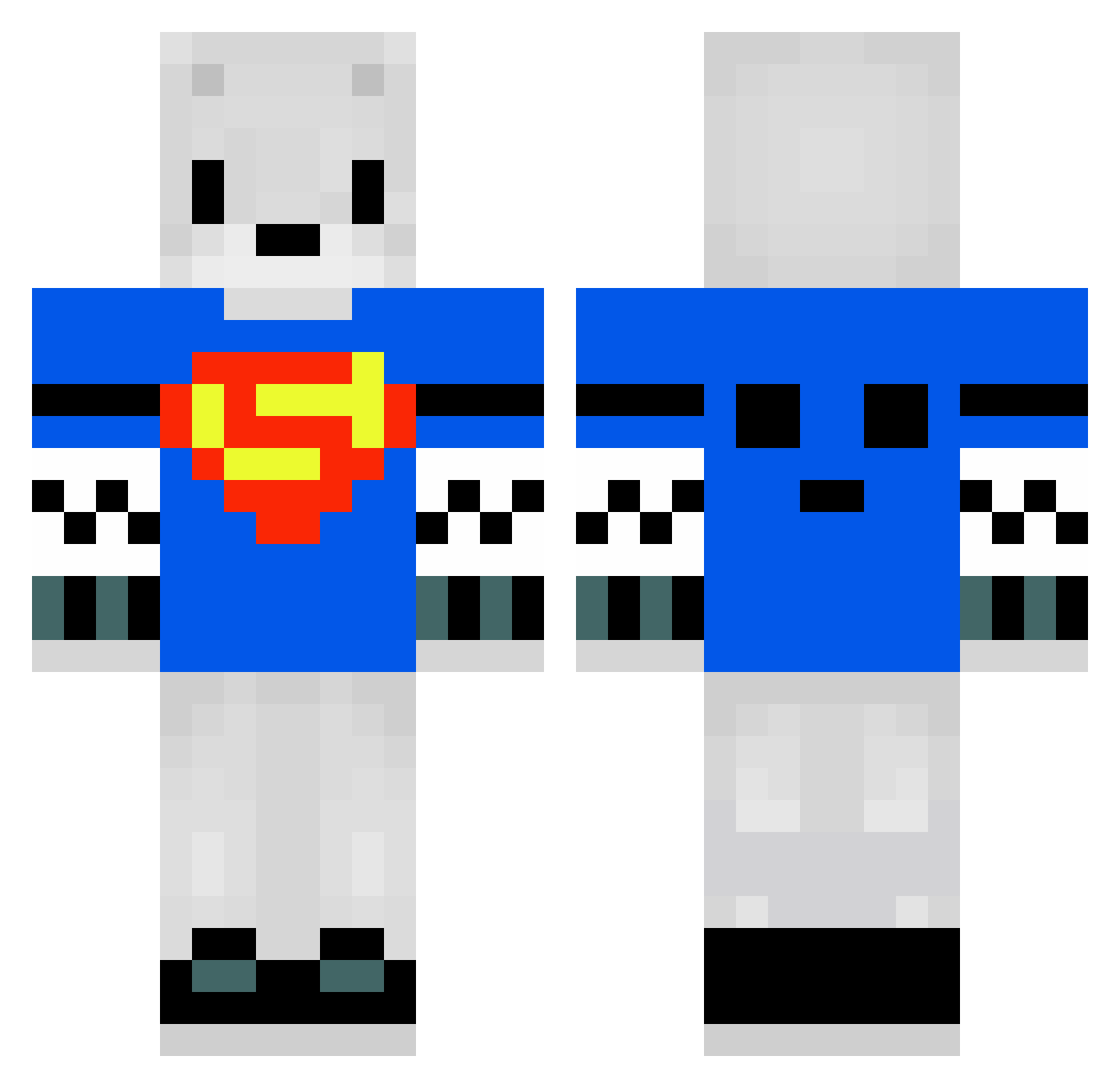 Proofs Minecraft skin, front and back view