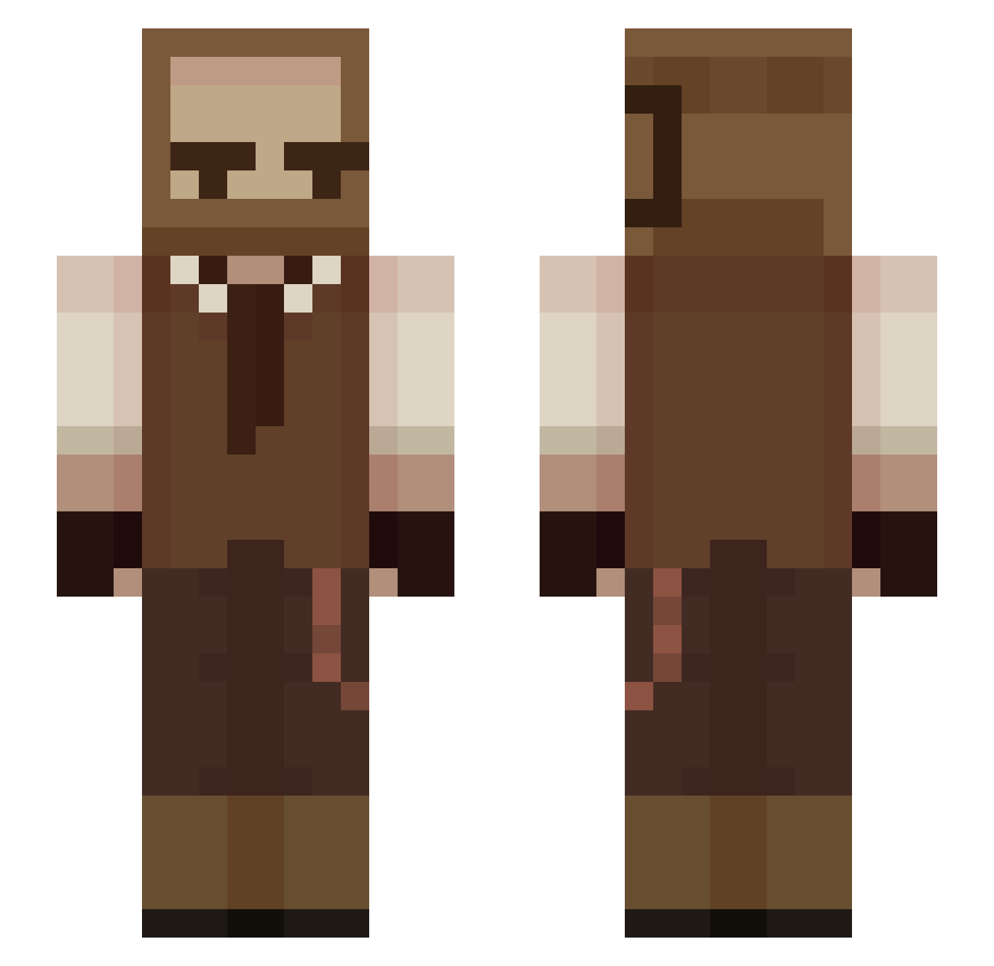 Nacnood Minecraft skin, front and back view