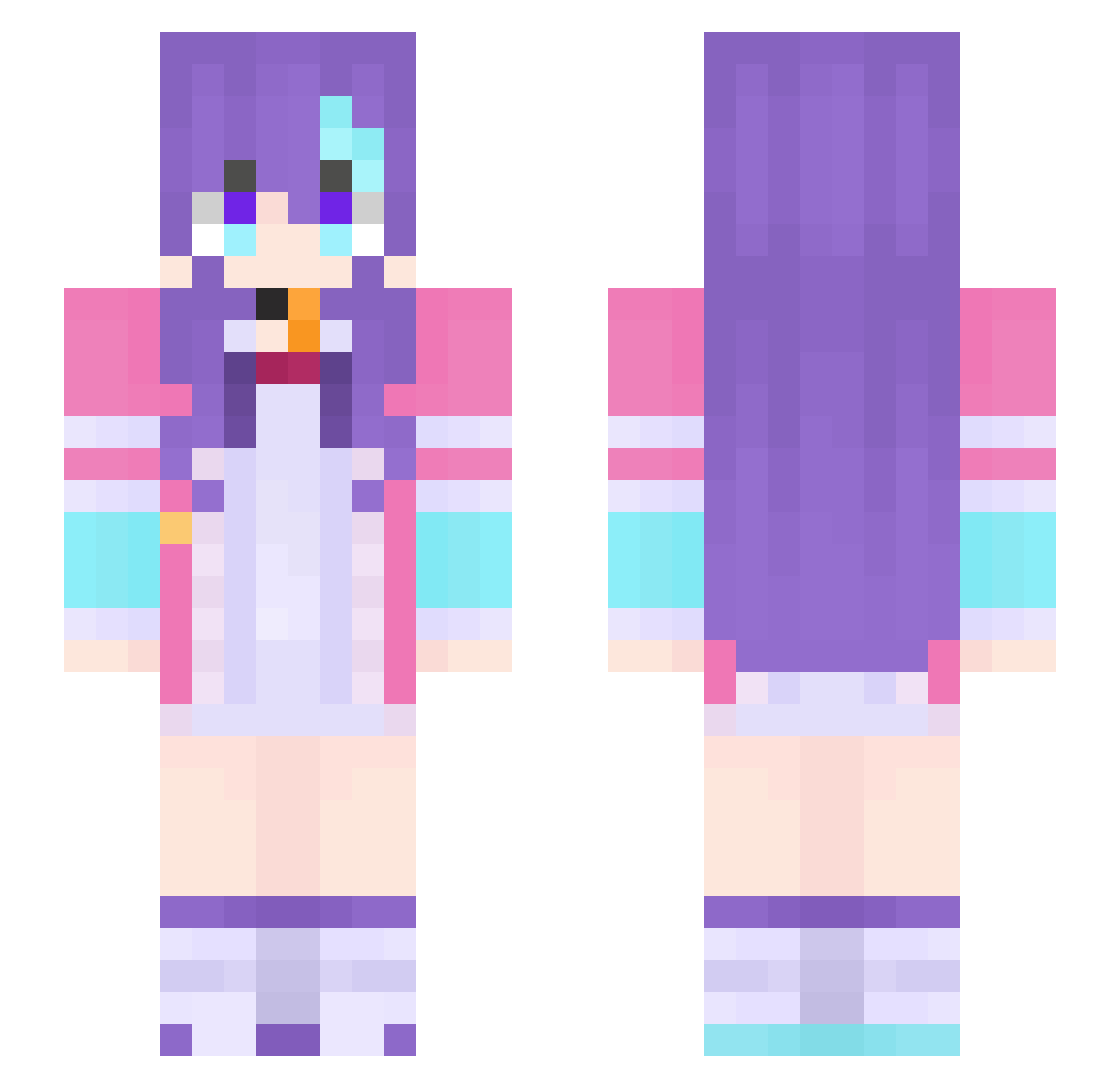 Moji_Snow Minecraft skin, front and back view