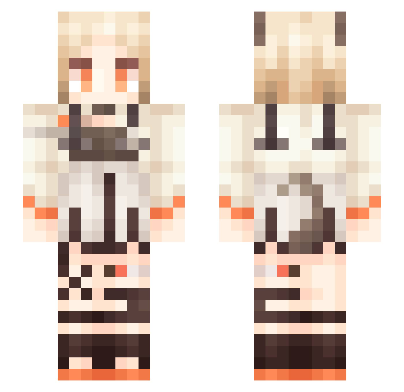 Yan_xiy Minecraft skin, front and back view