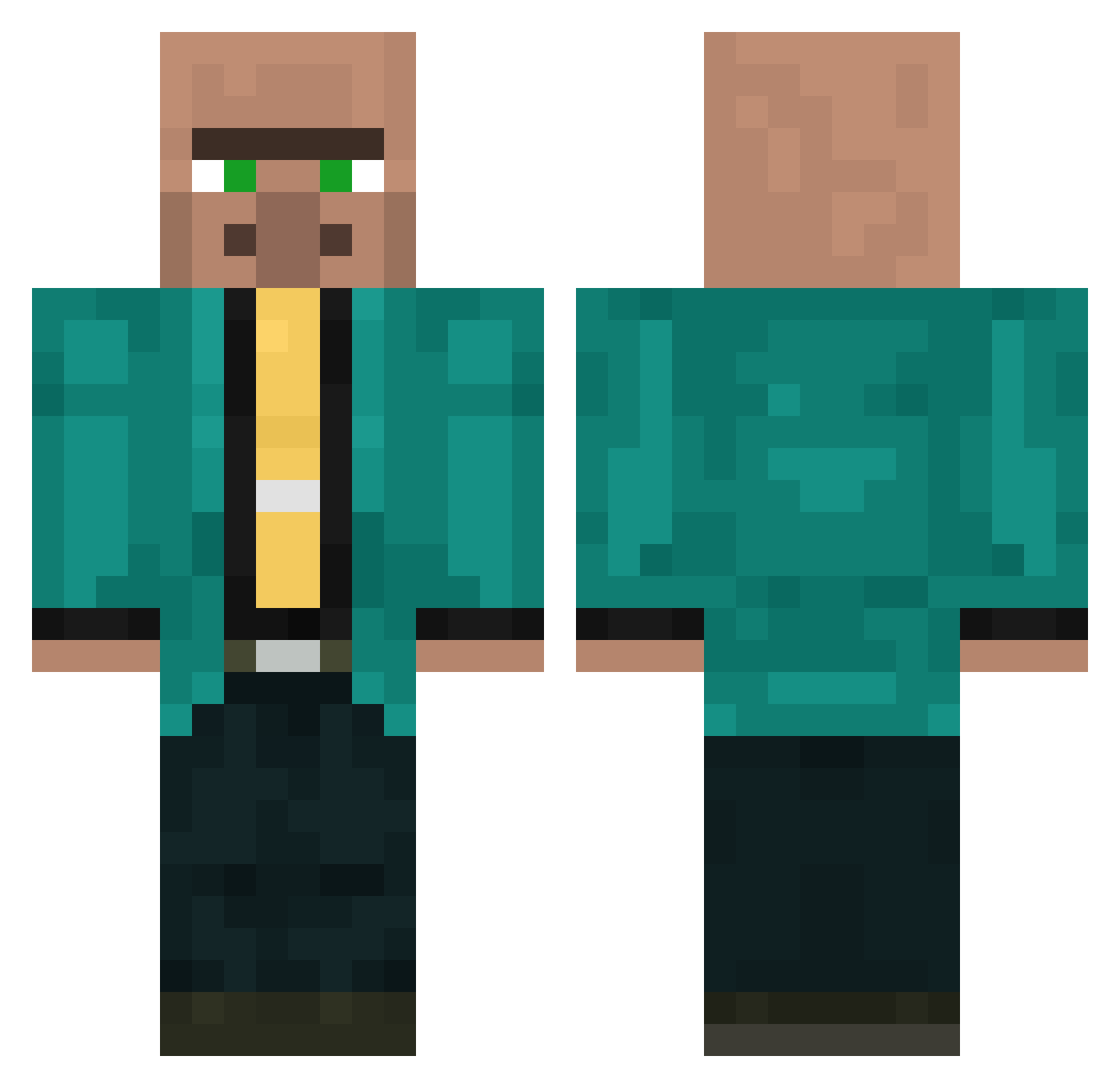Villager_no13 Minecraft skin, front and back view