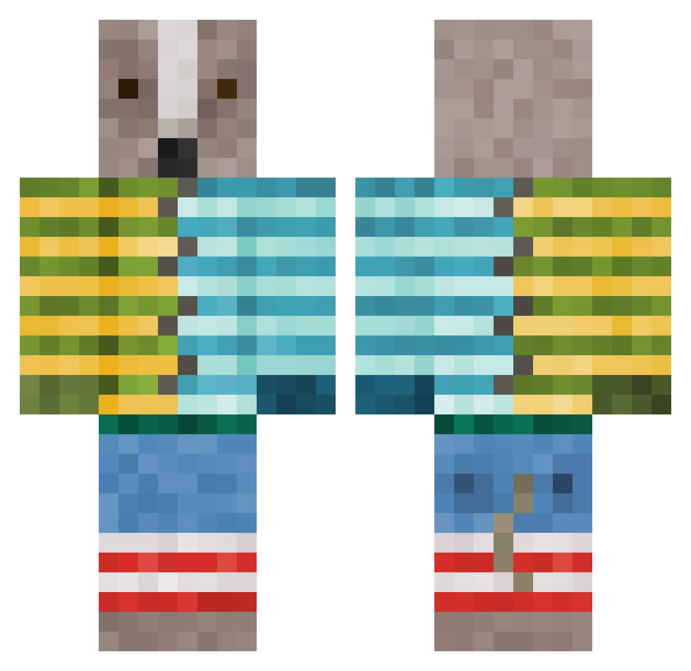 Twiglx Minecraft skin, front and back view