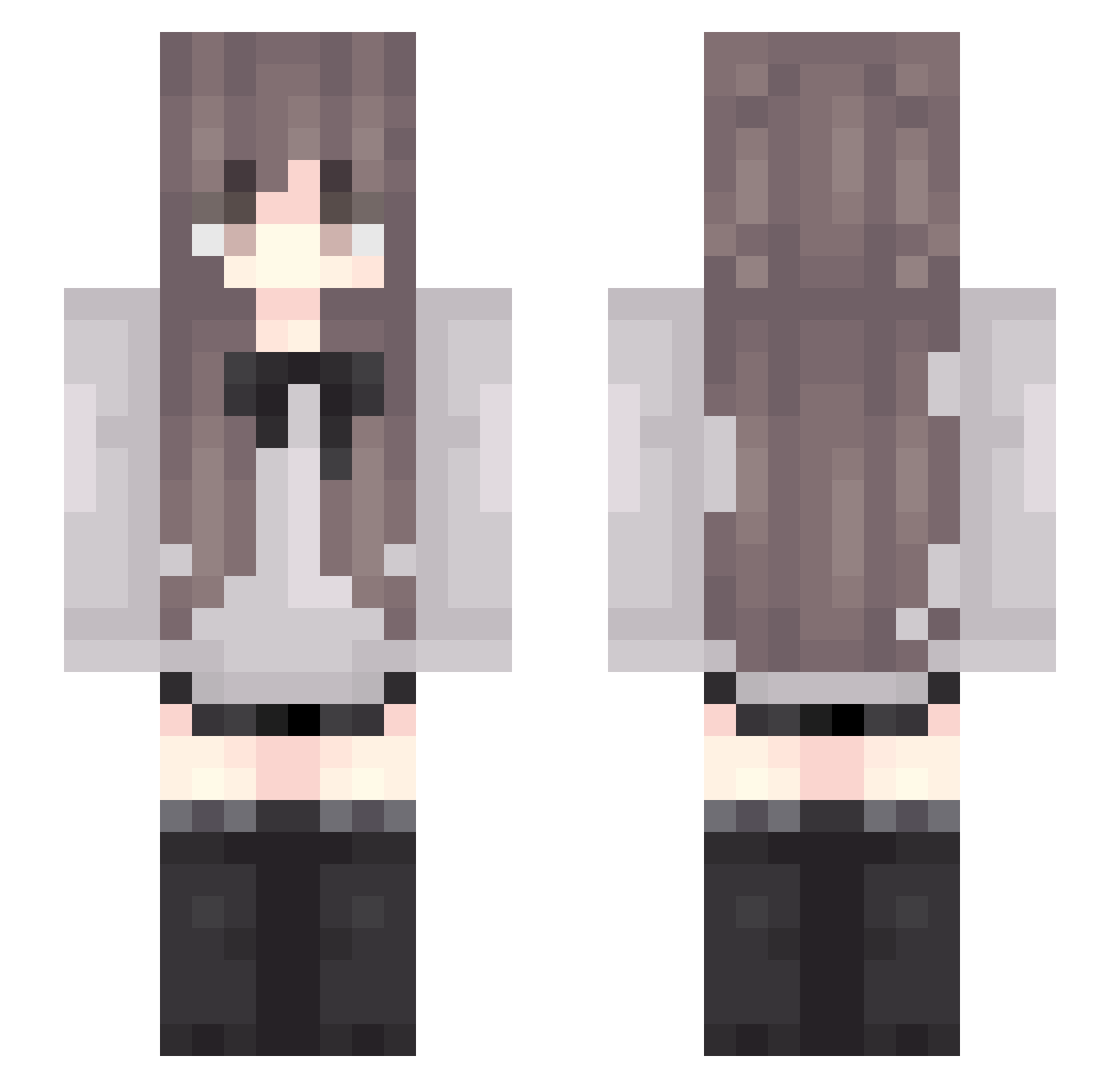 sakiko Minecraft skin, front and back view