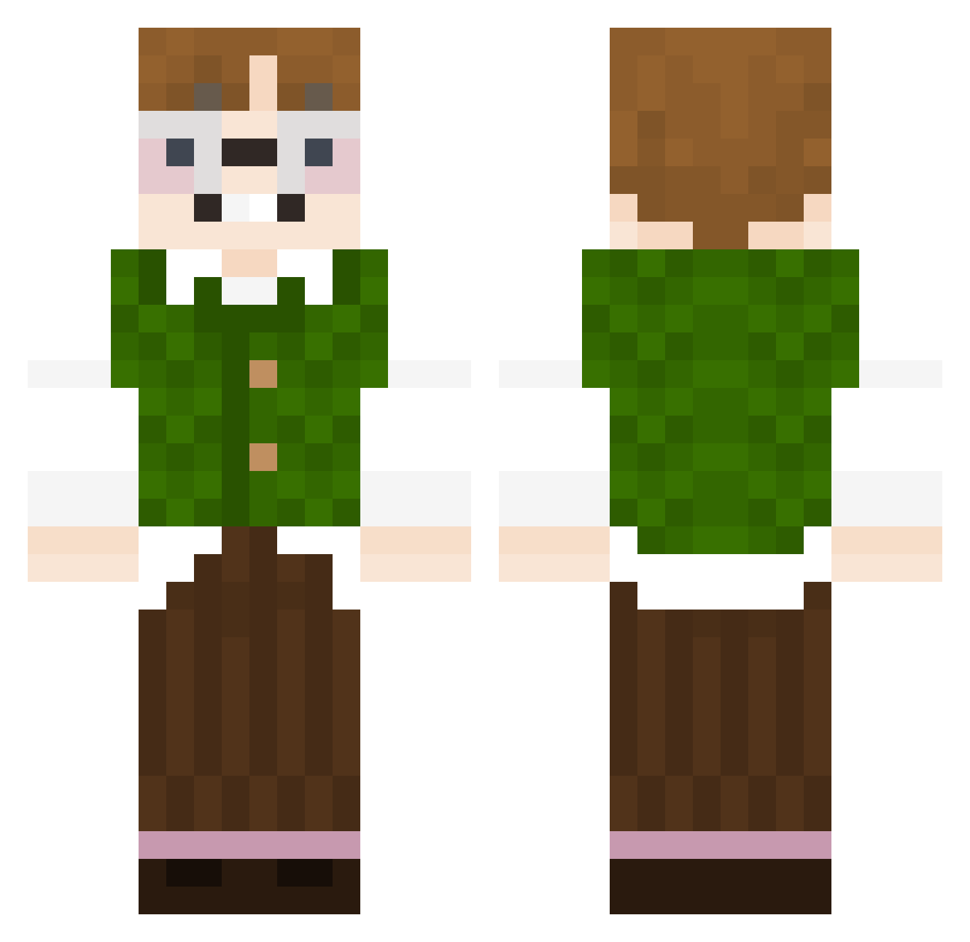 CaptainMoss Minecraft skin, front and back view