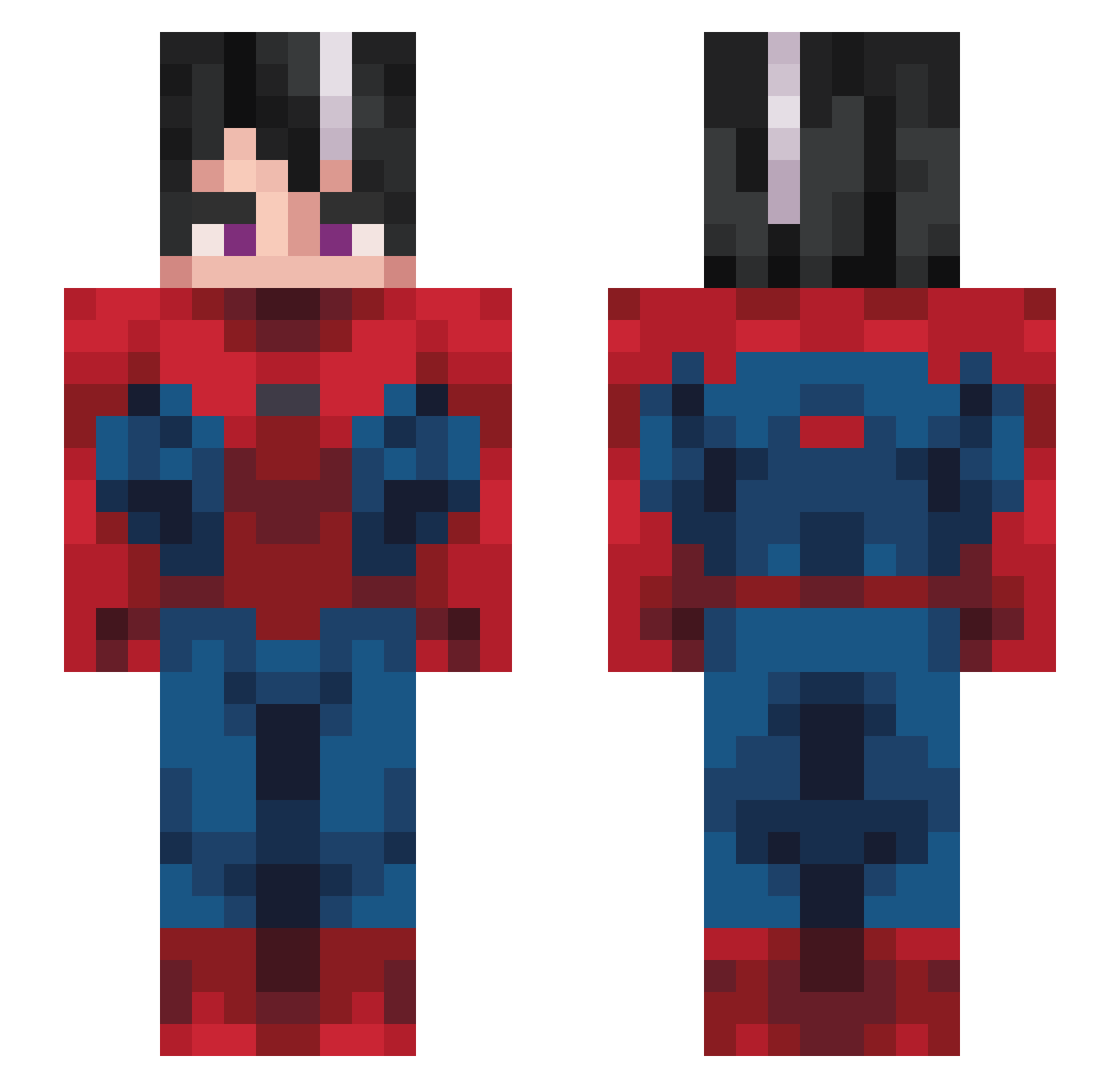 Sxnsee Minecraft skin, front and back view