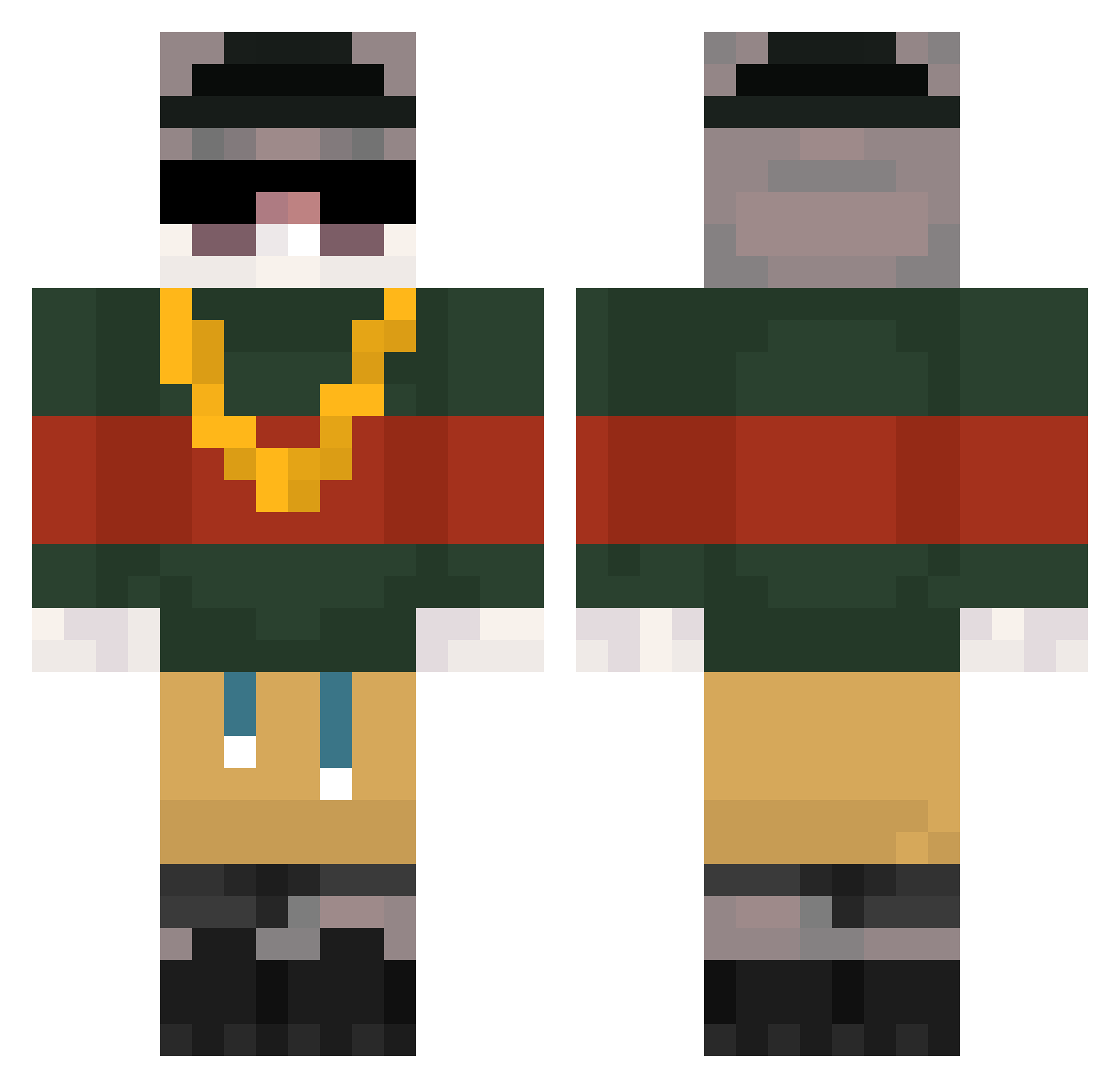 xhft Minecraft skin, front and back view