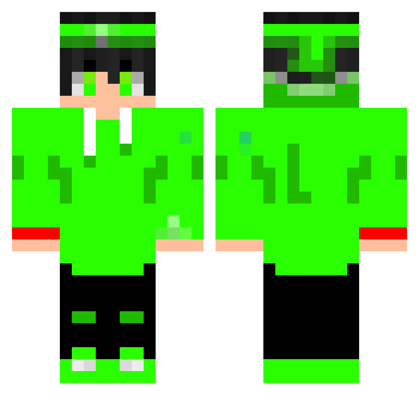 Tosnxt Minecraft skin, front and back view