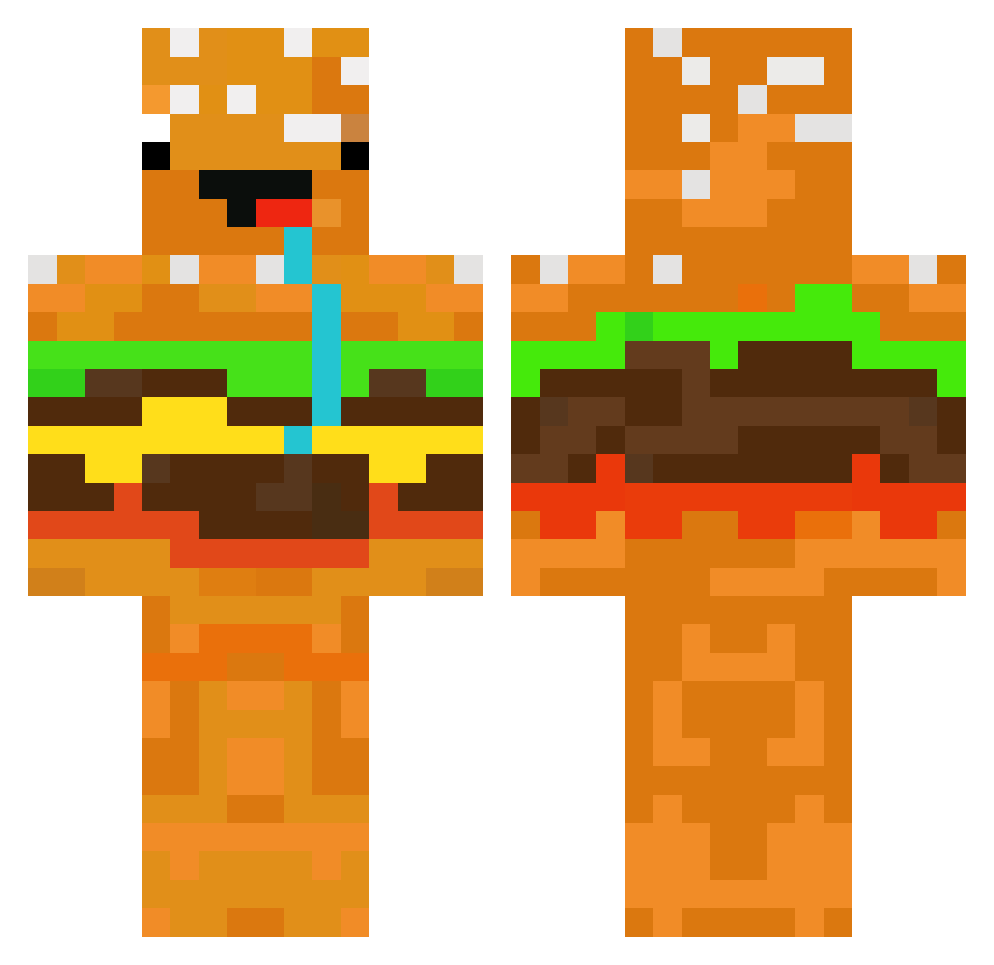 Insane_Burgers Minecraft skin, front and back view