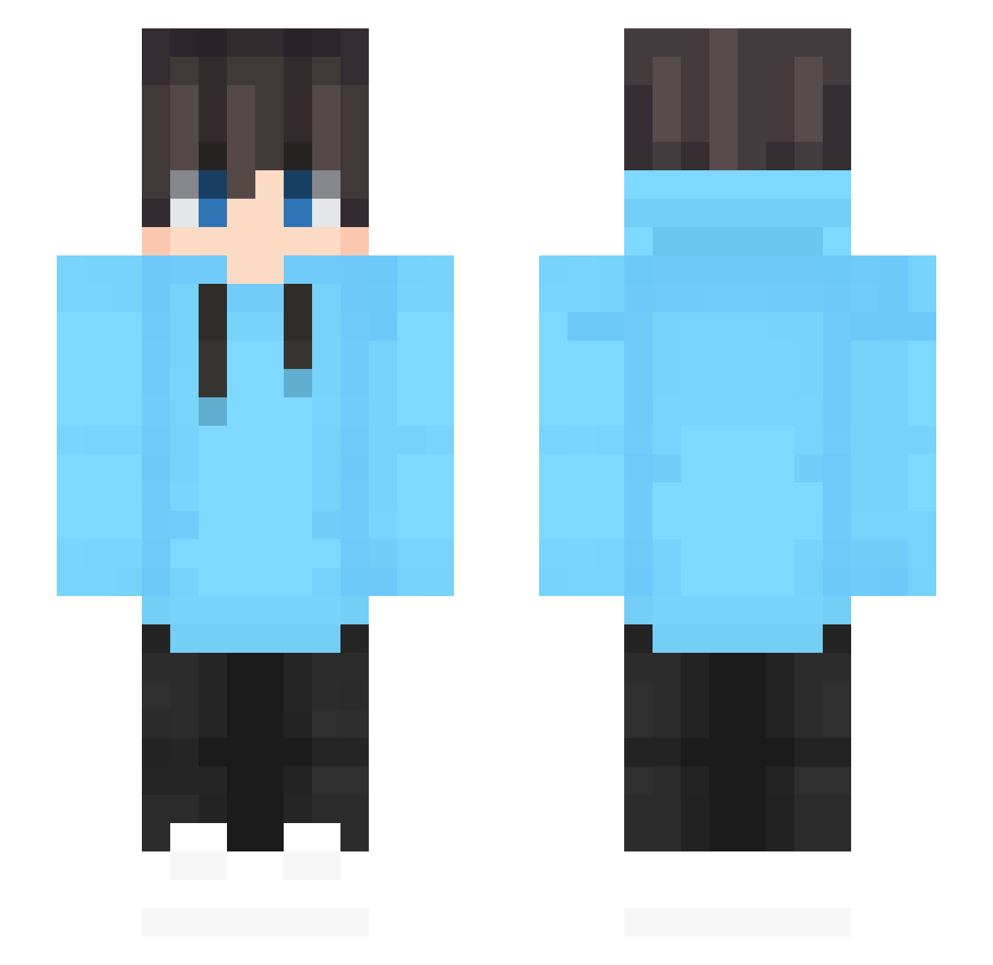 ZyTp Minecraft skin, front and back view