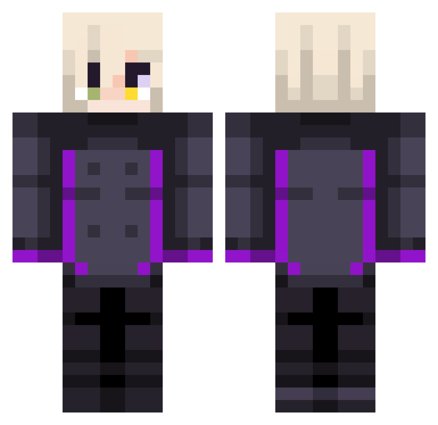 SmokeyRuns Minecraft skin, front and back view