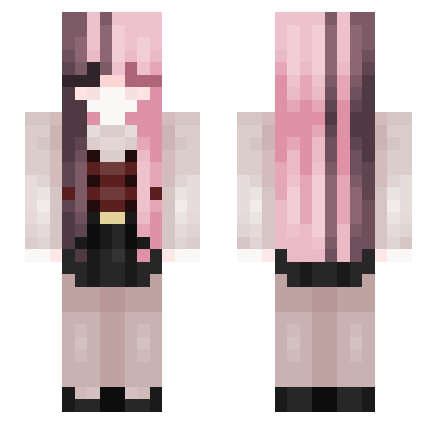 rizzkamishiro Minecraft skin, front and back view