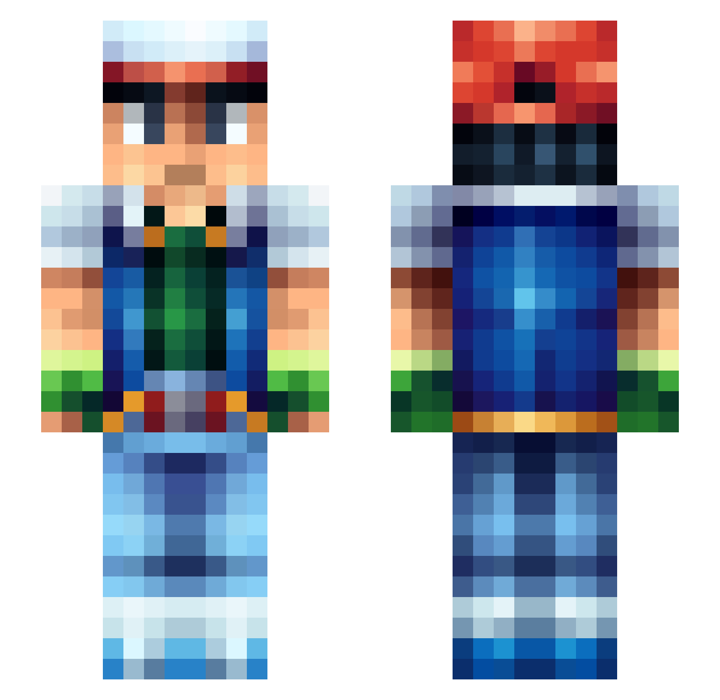 Vipsmonster Minecraft skin, front and back view