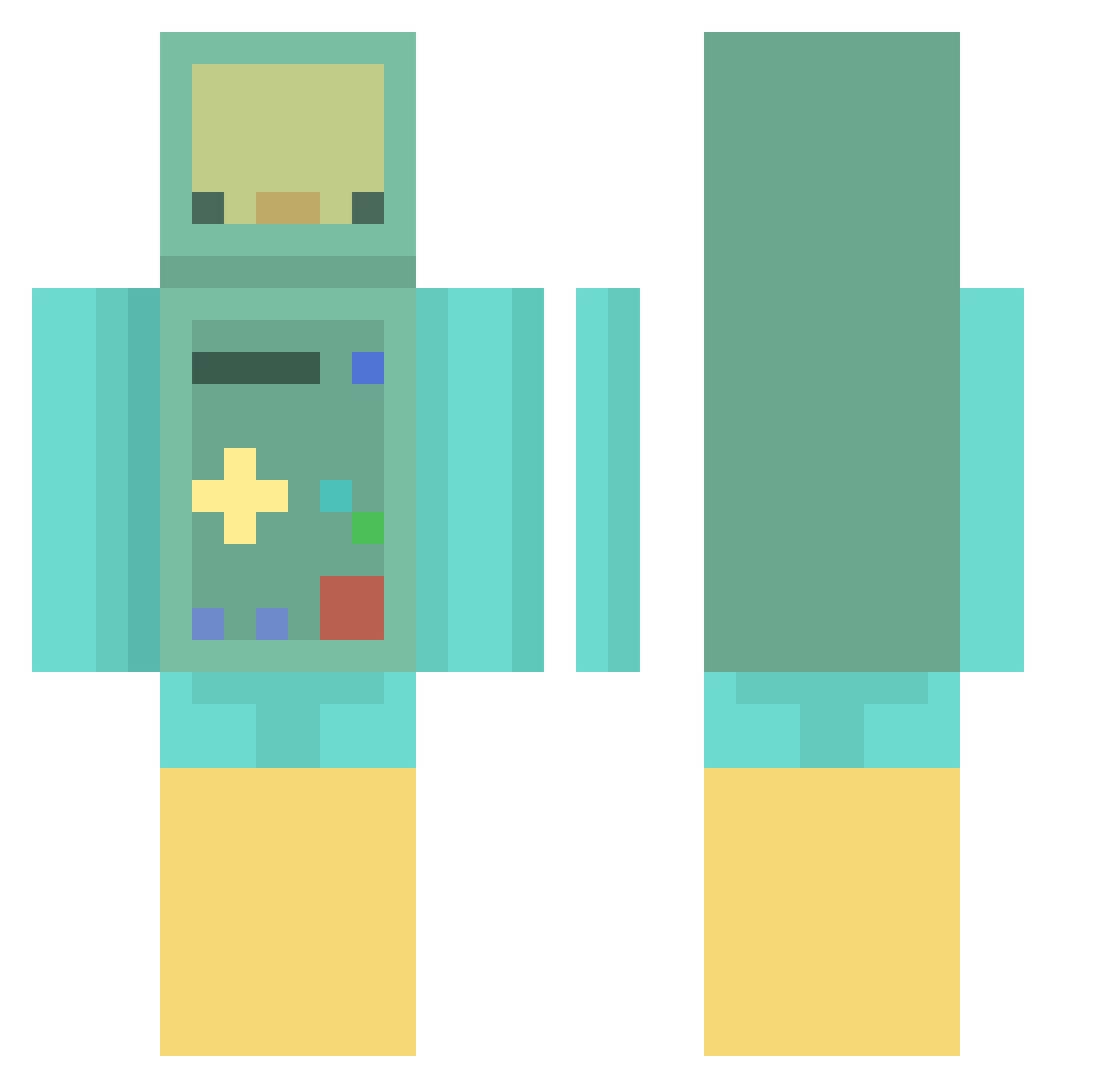 zughi Minecraft skin, front and back view