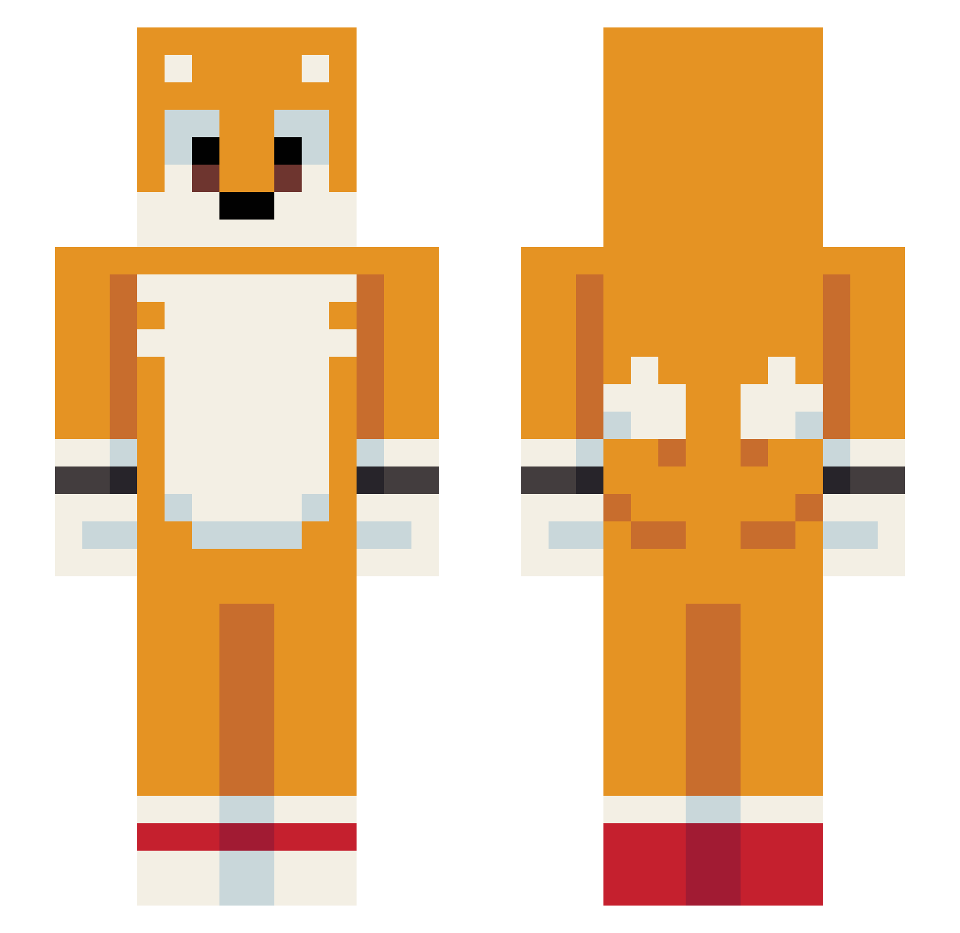 Sleeved Minecraft skin, front and back view