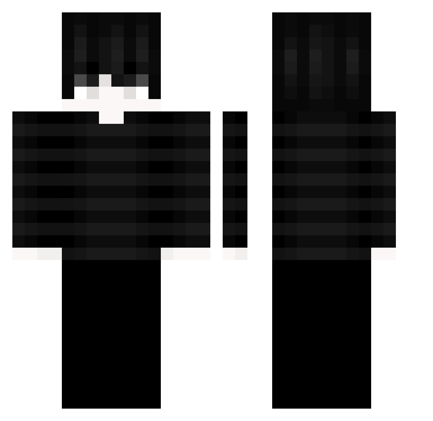 LiqhtXD Minecraft skin, front and back view