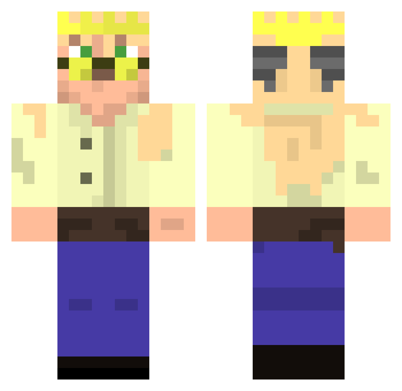 HematiteIsKing Minecraft skin, front and back view