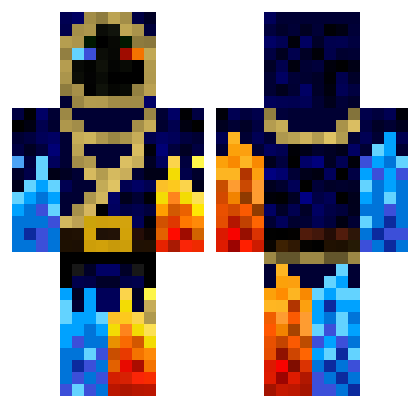 Torchlight Minecraft skin, front and back view