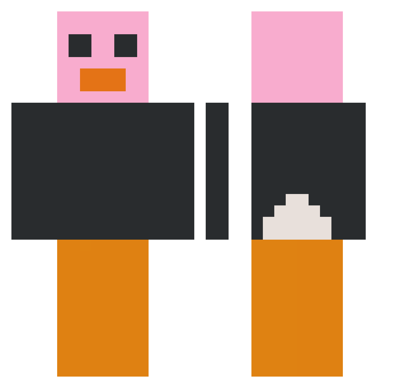 VibingOstrich Minecraft skin, front and back view