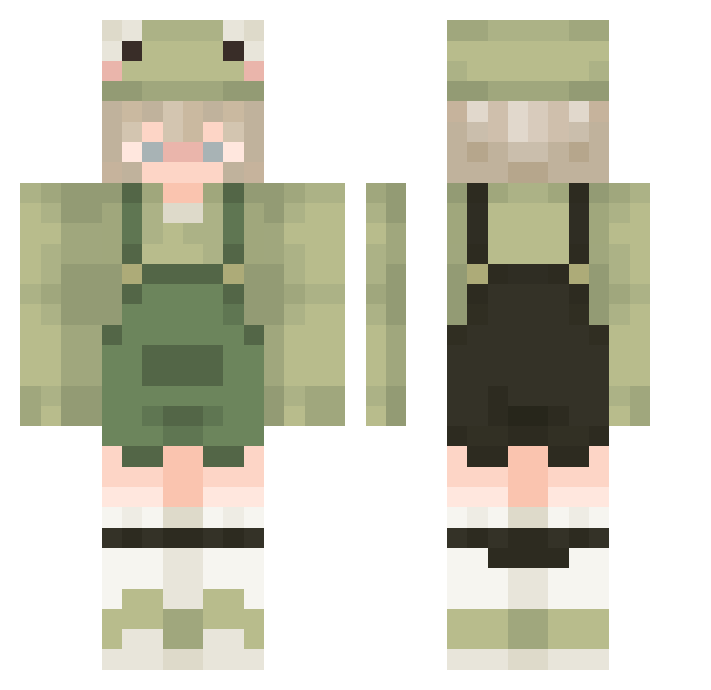 XxIsaa Minecraft skin, front and back view