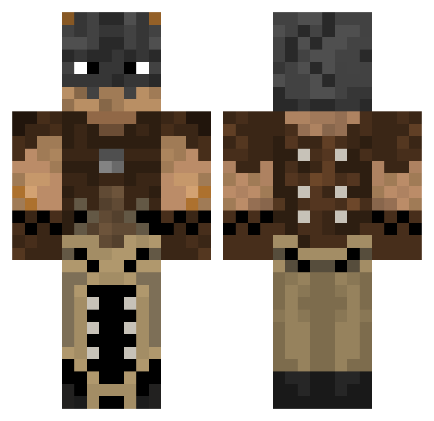 Theraven13 Minecraft skin, front and back view