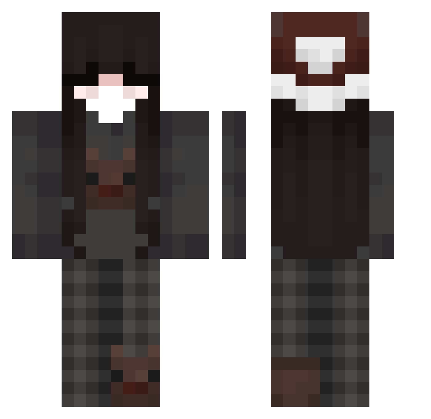 d4rkGOD Minecraft skin, front and back view