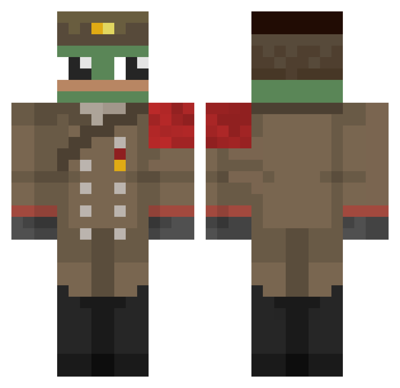 ToastyToad Minecraft skin, front and back view