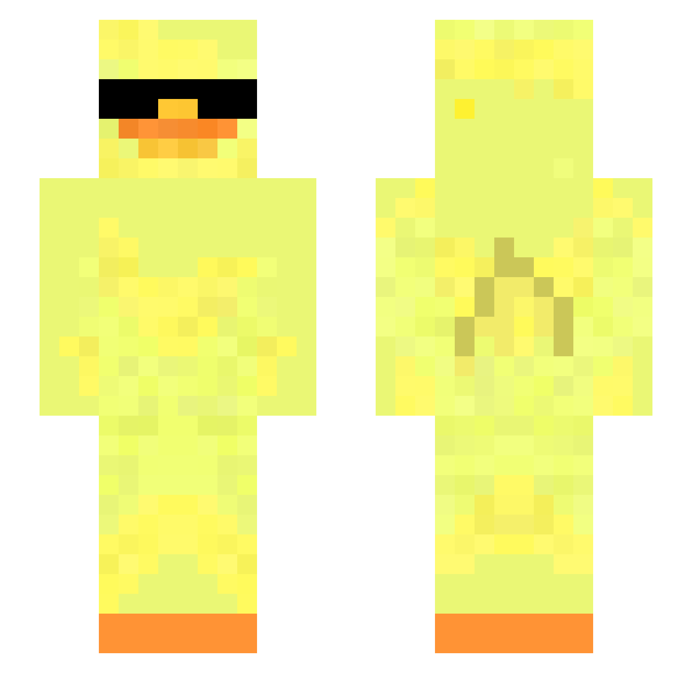 wTapX Minecraft skin, front and back view