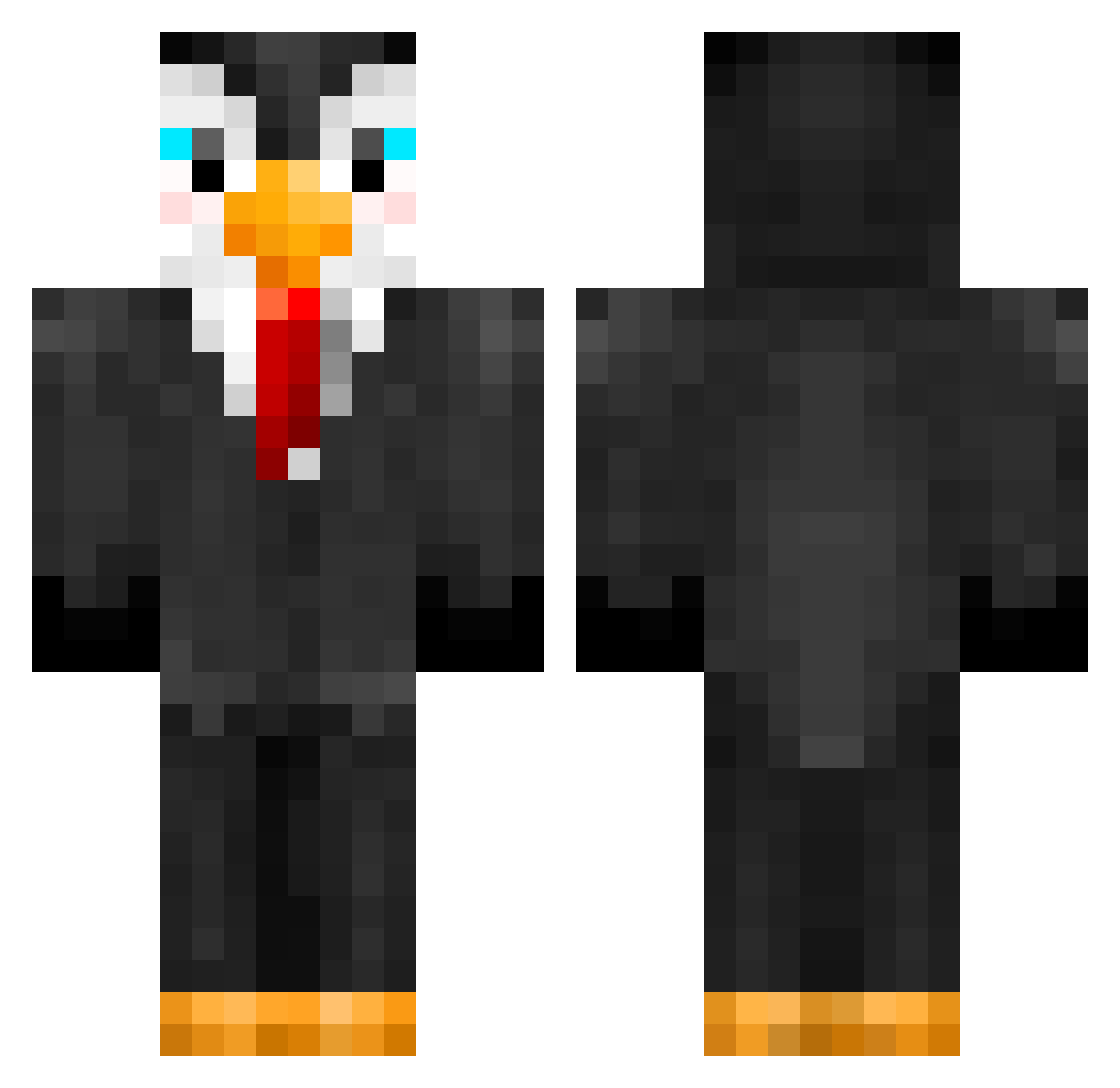 Womb3y Minecraft skin, front and back view
