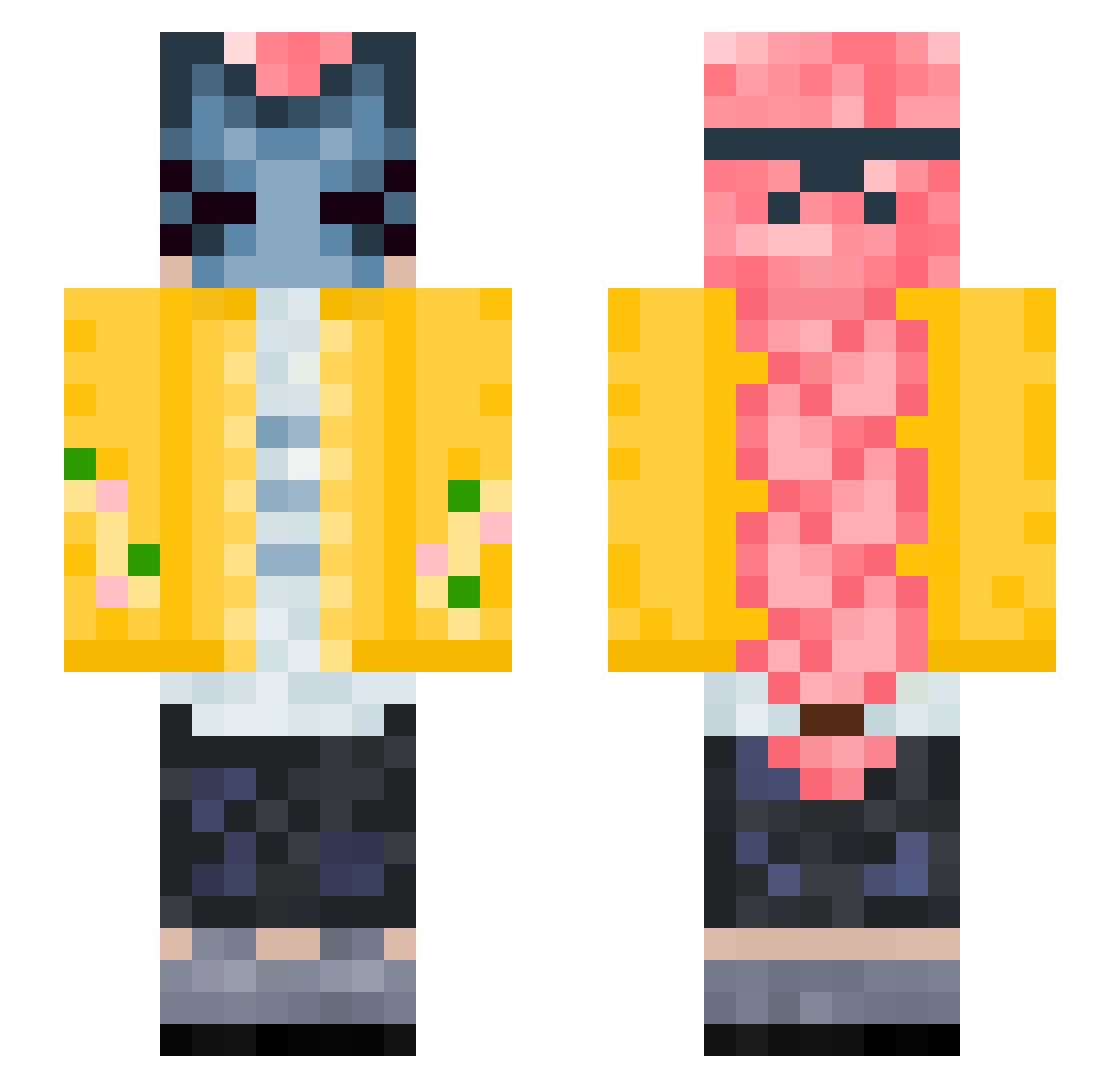 wesalty Minecraft skin, front and back view