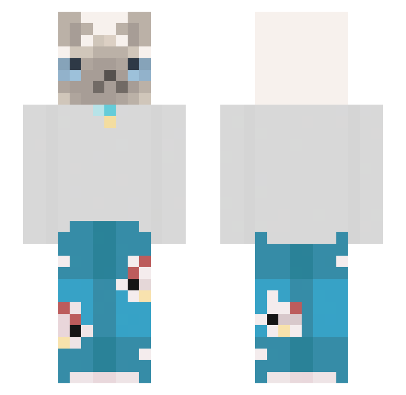 Kanelinha Minecraft skin, front and back view