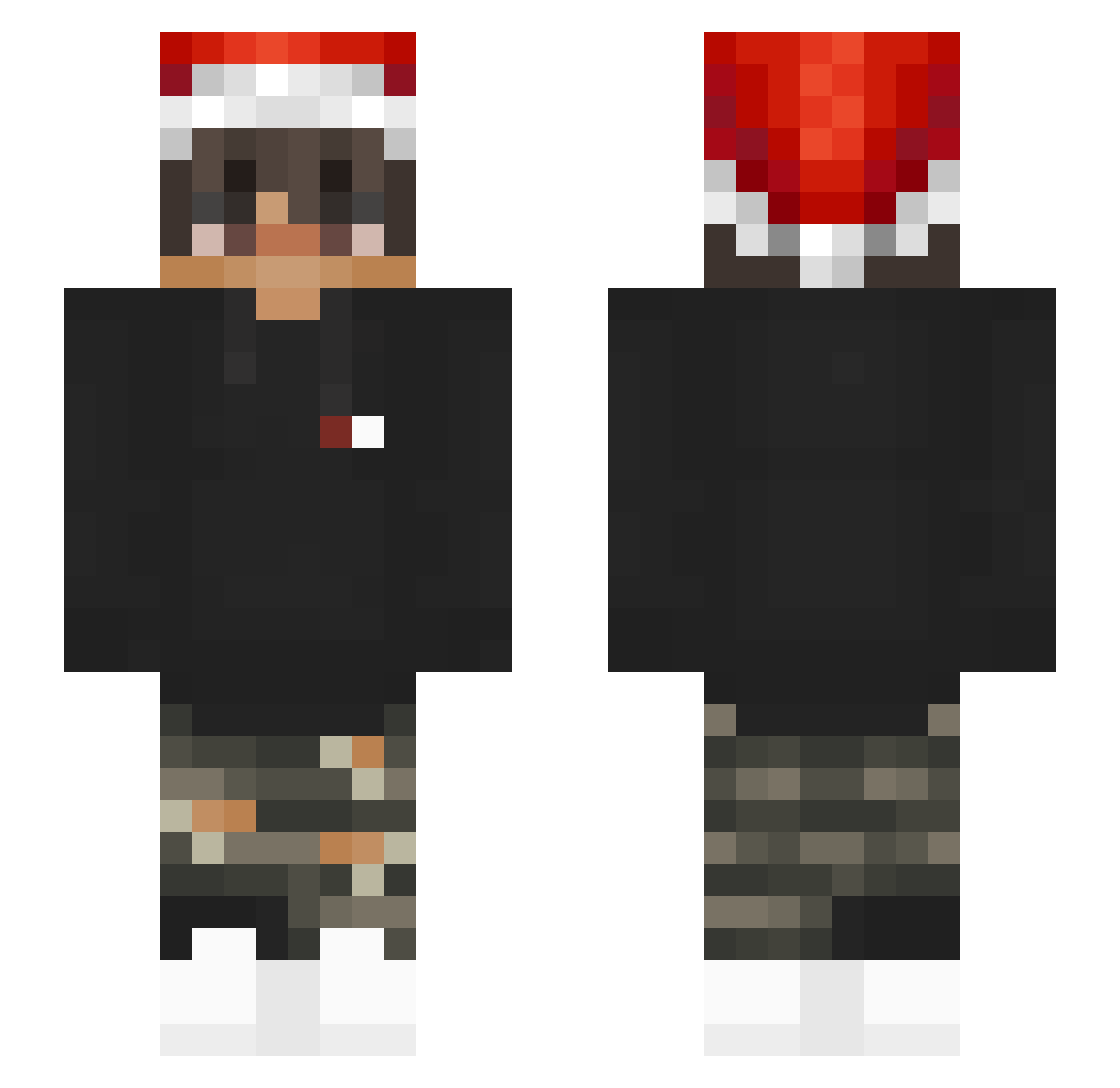 CoffinLess Minecraft skin, front and back view