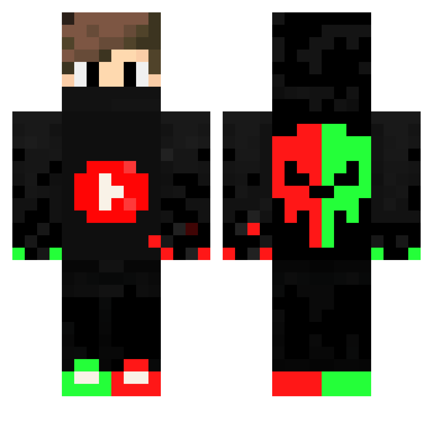 XMajorX Minecraft skin, front and back view