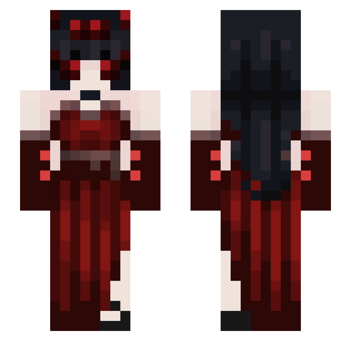 karakarakaradise Minecraft skin, front and back view