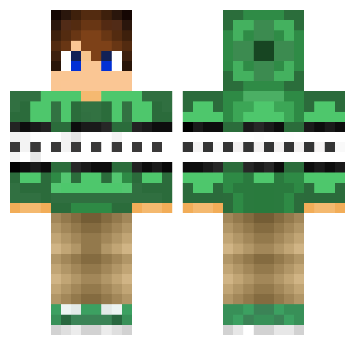 Wurstfresser Minecraft skin, front and back view