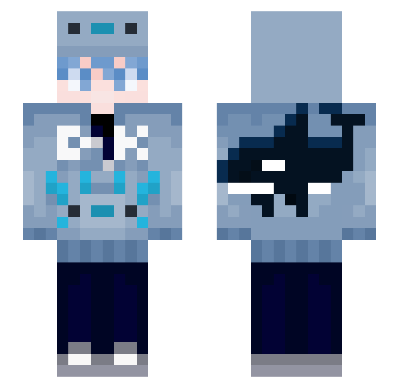 Noo0b Minecraft skin, front and back view