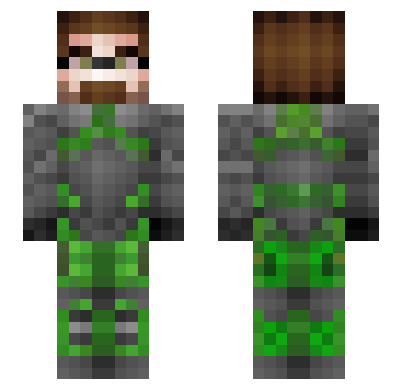 Thizzizzipz Minecraft skin, front and back view
