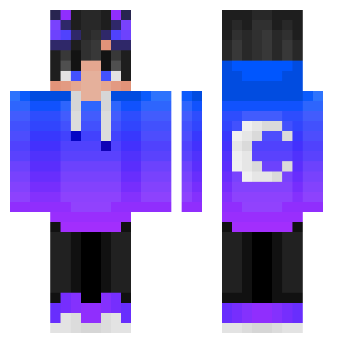 mojeskiny Minecraft skin, front and back view