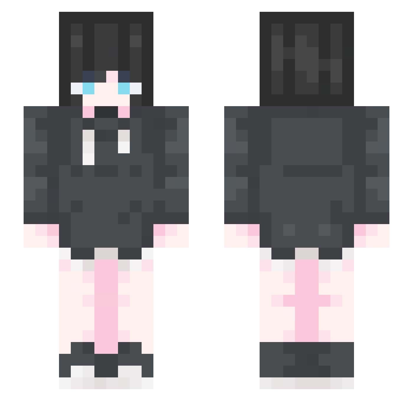 YourF3mboy Minecraft skin, front and back view