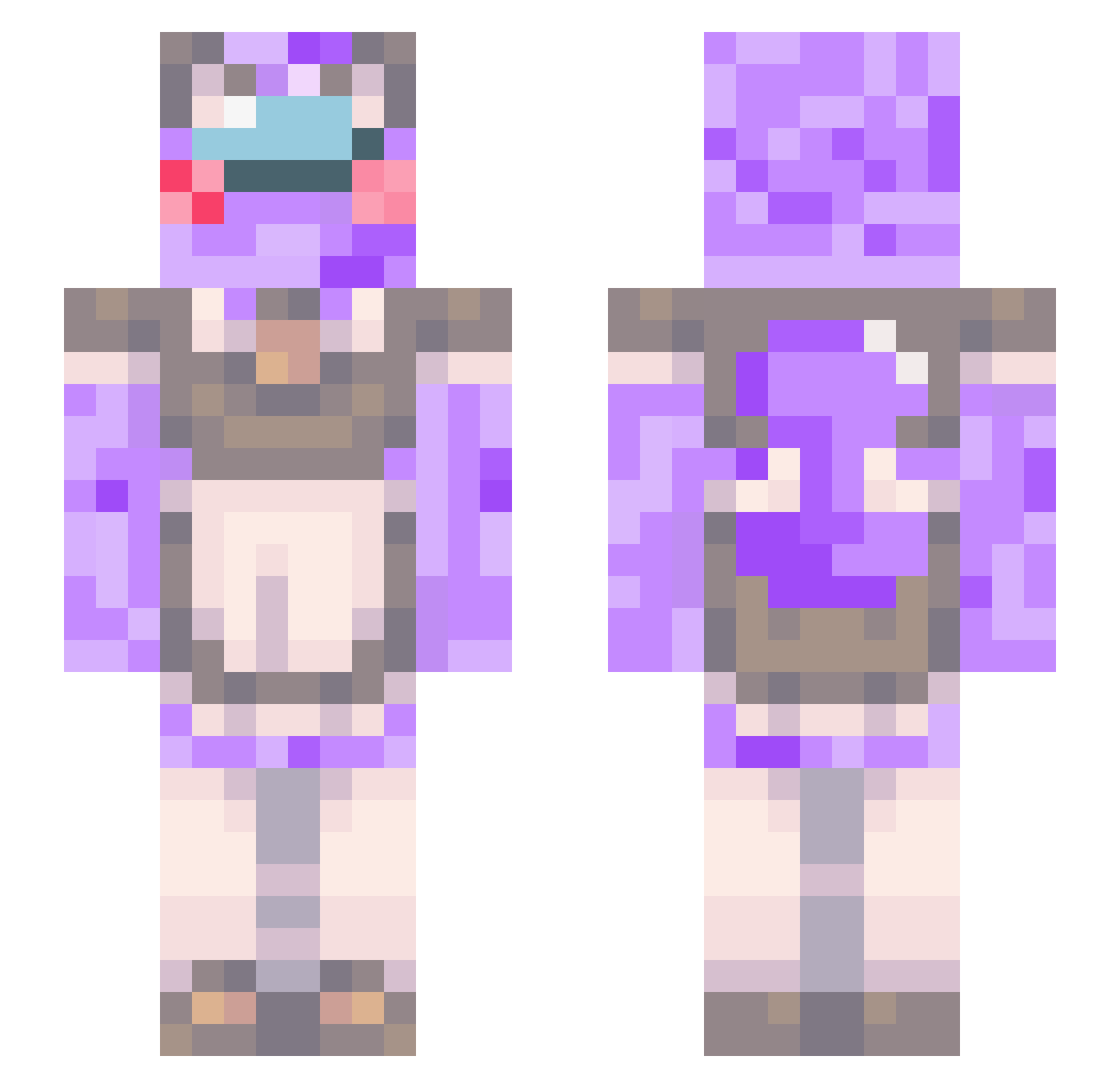 Panna_Cookiee Minecraft skin, front and back view
