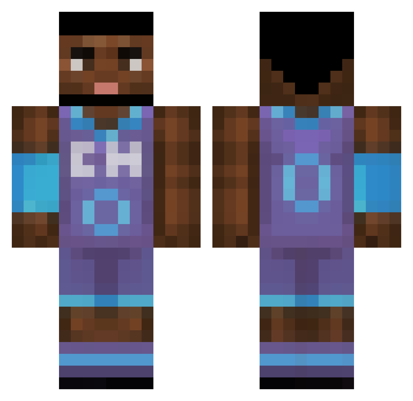 Amfen Minecraft skin, front and back view
