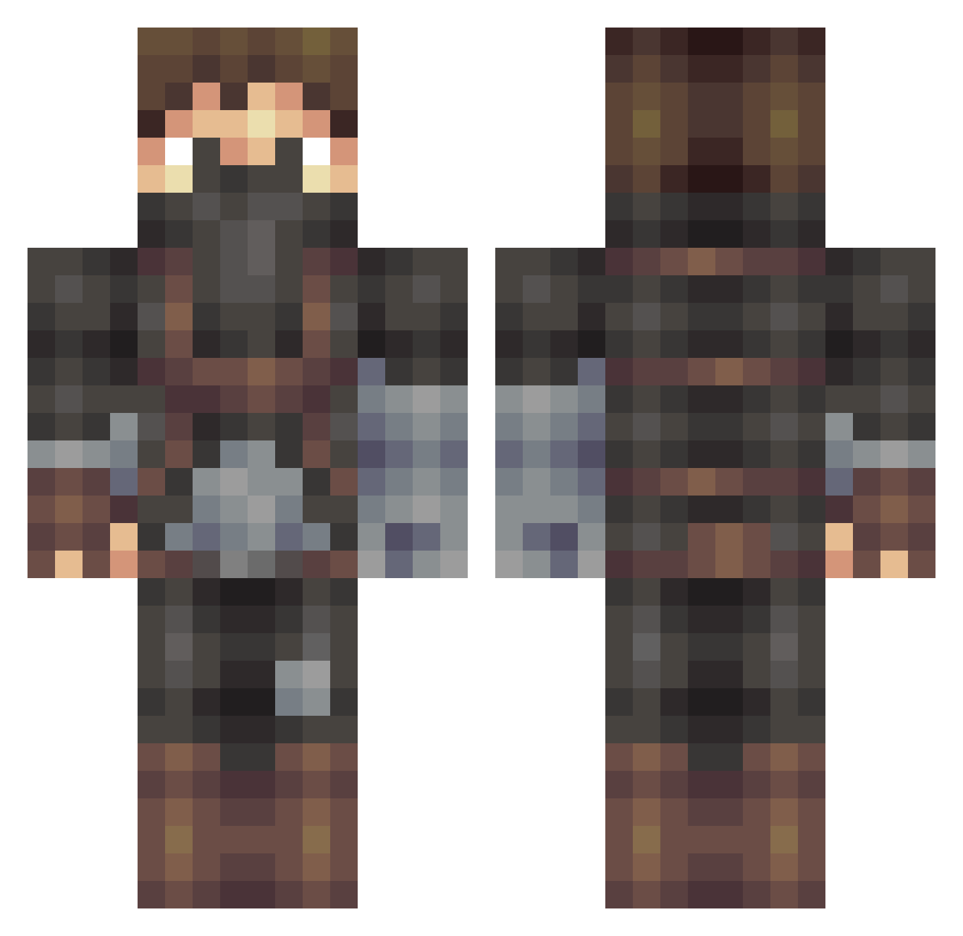 Zulathor Minecraft skin, front and back view
