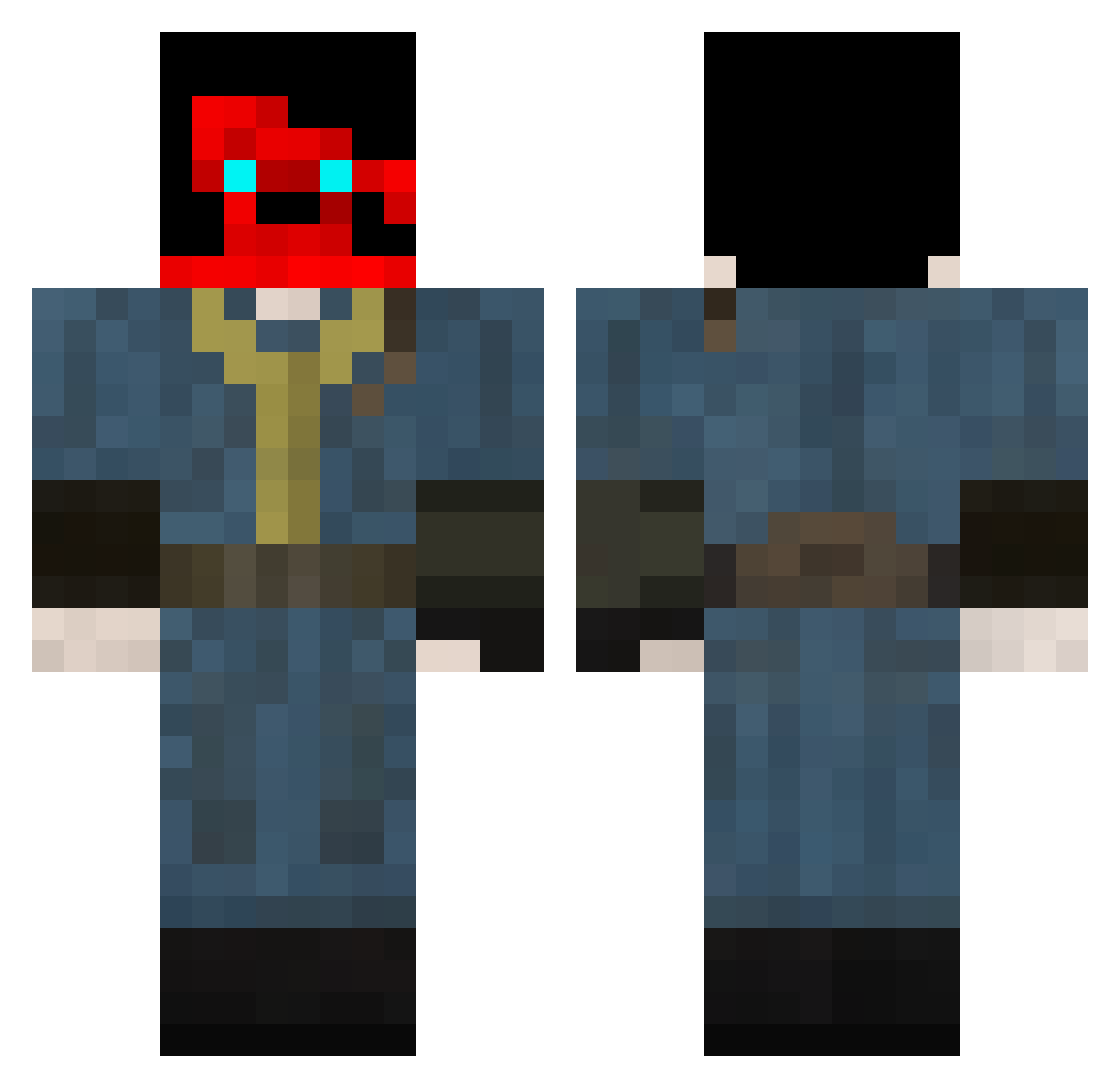 TheRedJokerX Minecraft skin, front and back view