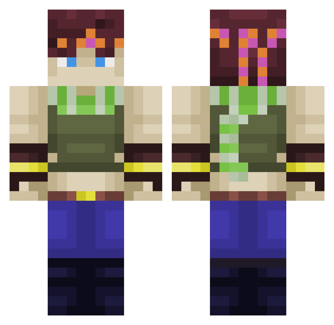 FritterApple Minecraft skin, front and back view