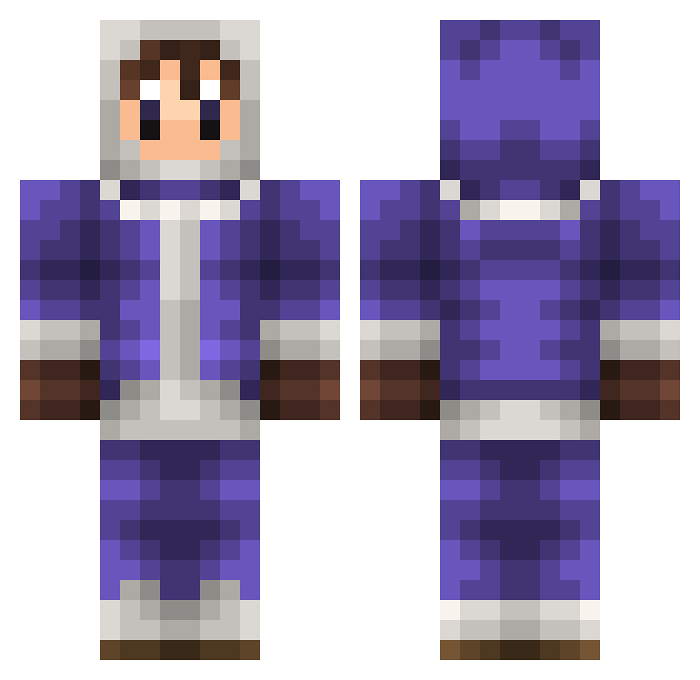 wormooze Minecraft skin, front and back view
