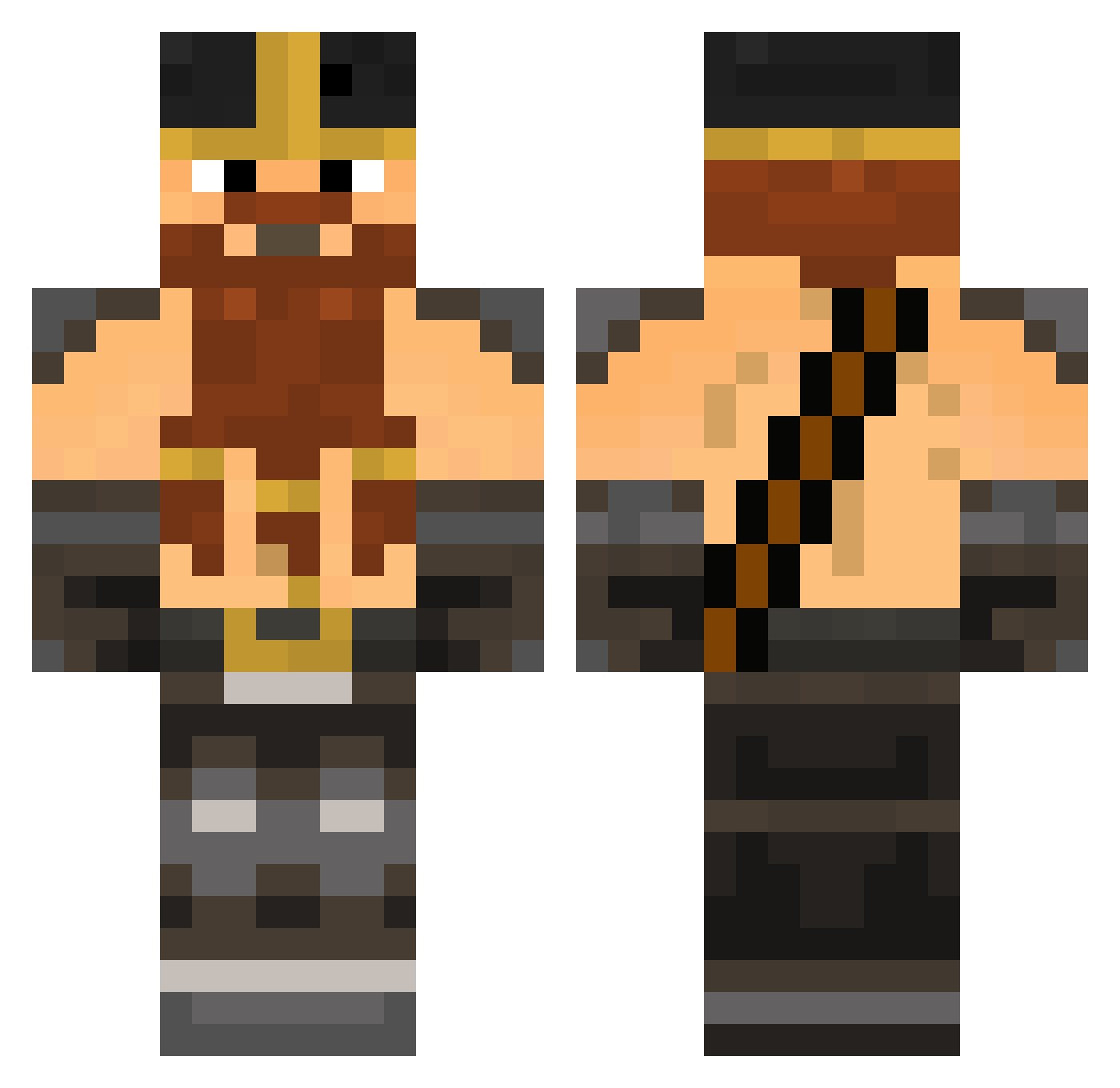 MrRoughKneck Minecraft skin, front and back view